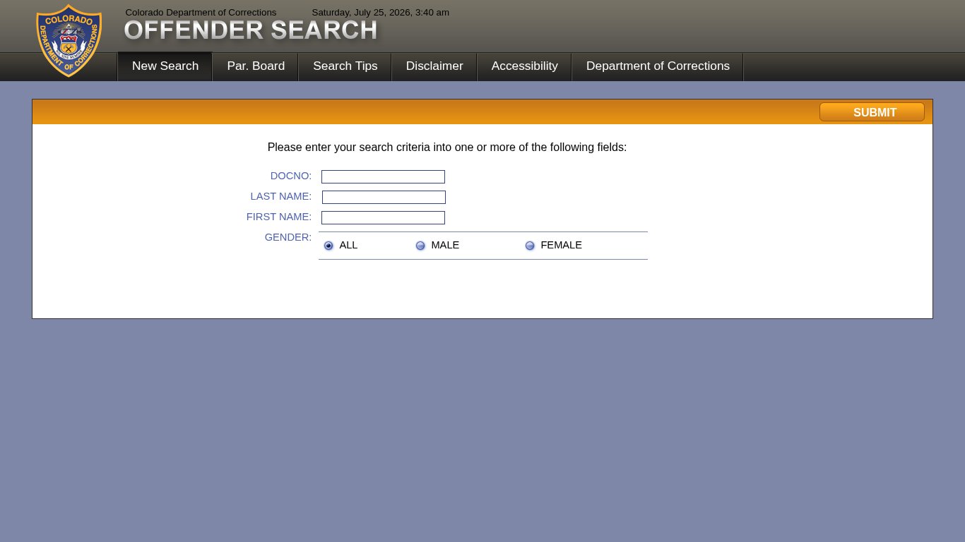 Colorado Department of Corrections Offender Search