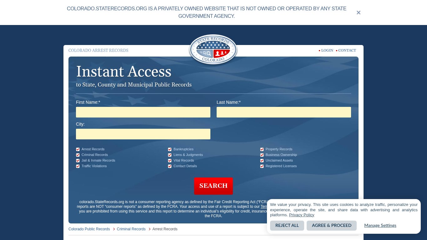 Colorado Arrest Records | StateRecords.org