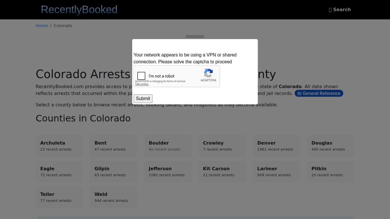 Recent bookings, Arrests, Mugshots in Colorado - Recently Booked